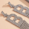 IngeSight.Z  Shiny Rhinestone Alphabet Initial Letter A Drop Dangle Earrings Crystal Long Tassl Earrings for Women Jewelry