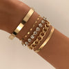 IngeSight.Z  Shiny Rhinestones Crystal Chain Bracelets Bangle Multi Layered Chunky Thick Miami Curb Cuban Bracelet Jewelry