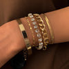 IngeSight.Z  Shiny Rhinestones Crystal Chain Bracelets Bangle Multi Layered Chunky Thick Miami Curb Cuban Bracelet Jewelry