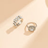 IngeSight.Z  Shiny Rhinestones Crystal Knuckle Finger Rings Set for Women Geometric Square Rings Wedding Jewelry Gifts