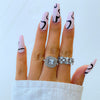 IngeSight.Z  Shiny Rhinestones Crystal Knuckle Finger Rings Set for Women Geometric Square Rings Wedding Jewelry Gifts