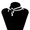 IngeSight.Z  Water Drop Imitation Pearls Tassel Choker Necklaces for Women Long Tassel Crystal Necklaces Wedding Jewelry