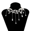 IngeSight.Z  Water Drop Imitation Pearls Tassel Choker Necklaces for Women Long Tassel Crystal Necklaces Wedding Jewelry