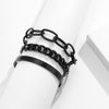 IngeSight.Z Men Punk Black Color Rock Cuban Link Bracelet Bangles Vintage Multilayer Aluminum Chain  Jewelry Gifts