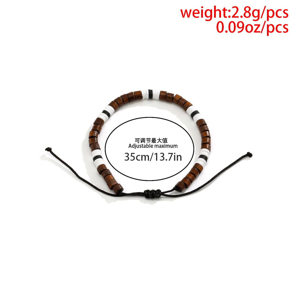 IngeSight.Z Men's Wood Beaded Clay Bracelet Simple Mixed Color Adjustable Stacking Surfer Bracelet Charm Gift Women