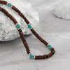IngeSight.Z Mens Black Wood Beaded Choker Necklace Boho Green Stone Surfer Necklace Chunky African Tribal Necklace for Men 2022