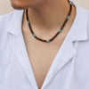 IngeSight.Z Mens Black Wood Beaded Choker Necklace Boho Green Stone Surfer Necklace Chunky African Tribal Necklace for Men 2022