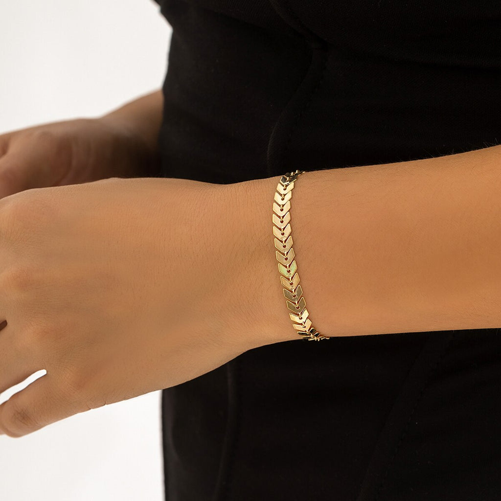 IngeSight.Z Minimalism Airplane Shape V Sequins Bracelets for Women Charm Gold Color Wrist Chain Bracelet Bangles Jewelry Gift