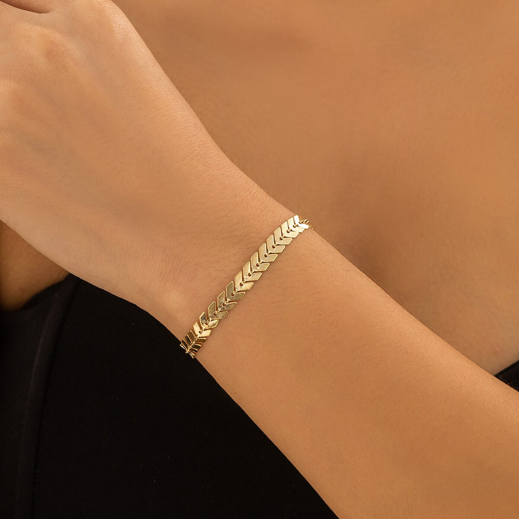 IngeSight.Z Minimalism Airplane Shape V Sequins Bracelets for Women Charm Gold Color Wrist Chain Bracelet Bangles Jewelry Gift