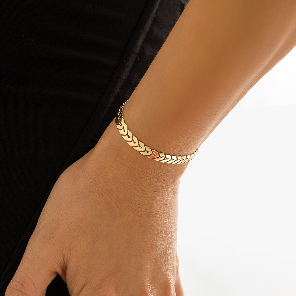 IngeSight.Z Minimalism Airplane Shape V Sequins Bracelets for Women Charm Gold Color Wrist Chain Bracelet Bangles Jewelry Gift