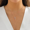 IngeSight.Z Minimalist Charm Crystal Cross Pendant Necklaces For Women Men Gold Color Link Chain Choker Necklace Christmas Gift