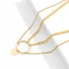 IngeSight.Z Minimalist Sequin Round Circle Pendant Necklaces for Women Punk Gold Color Layed Clavicle Chain Necklaces Party