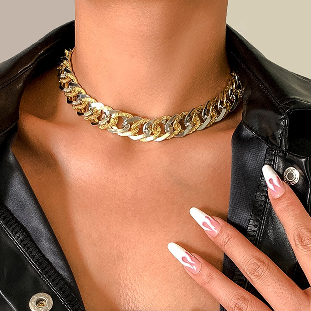 IngeSight.Z Mix Color Twisted Metal Chain Chunky Choker Necklaces Thick Miami Curb Cuban Necklace Collier Women Men Neck Jewelry
