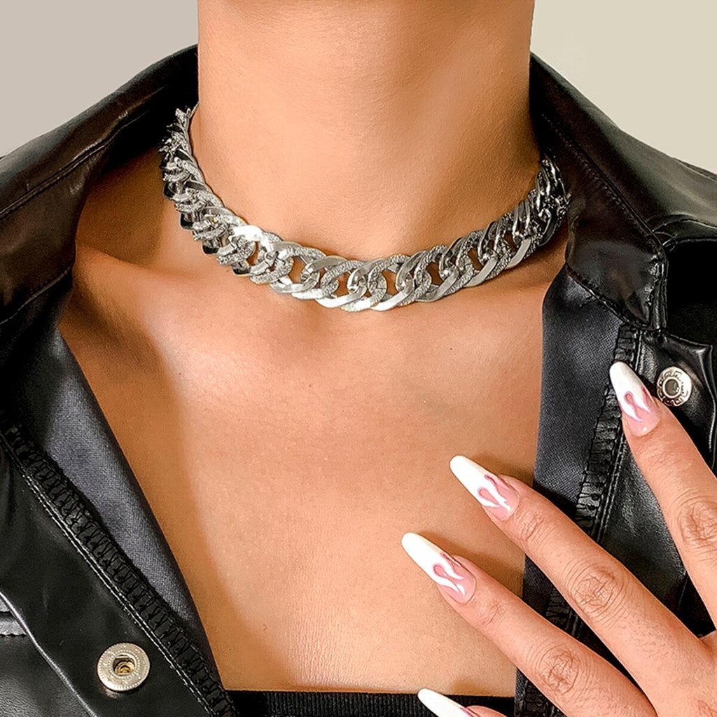 IngeSight.Z Mix Color Twisted Metal Chain Chunky Choker Necklaces Thick Miami Curb Cuban Necklace Collier Women Men Neck Jewelry