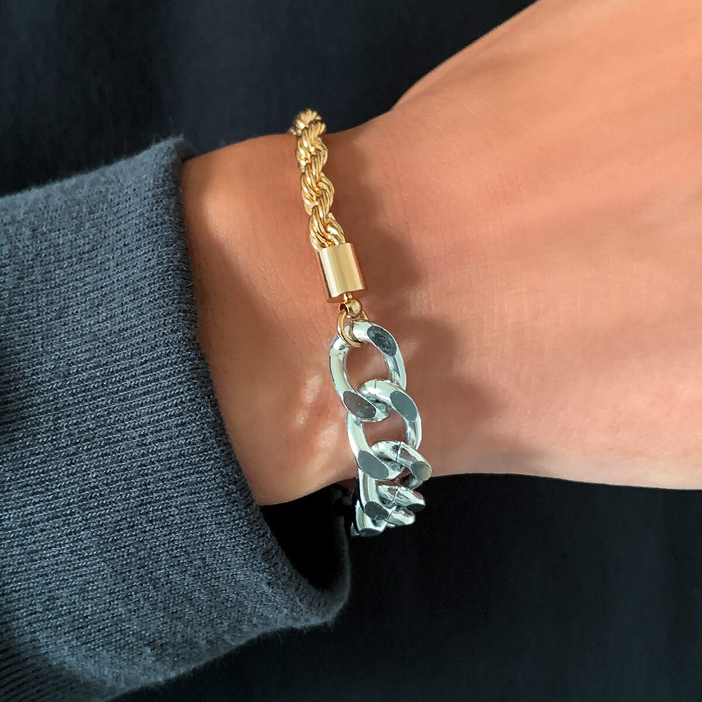 IngeSight.Z Mix Color Twisted Metal Rope Chain Bracelets Bangles Men Miami Curb Chunky Friendship Bracelets Wrist Chain Jewelry