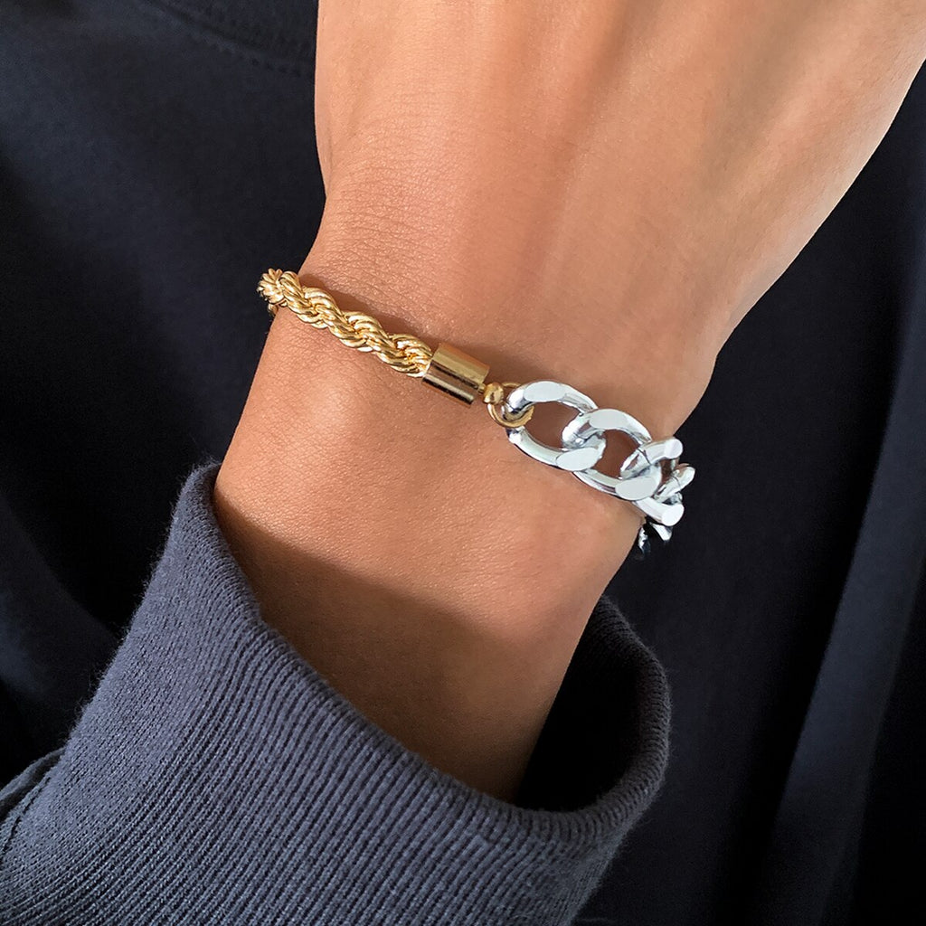 IngeSight.Z Mix Color Twisted Metal Rope Chain Bracelets Bangles Men Miami Curb Chunky Friendship Bracelets Wrist Chain Jewelry