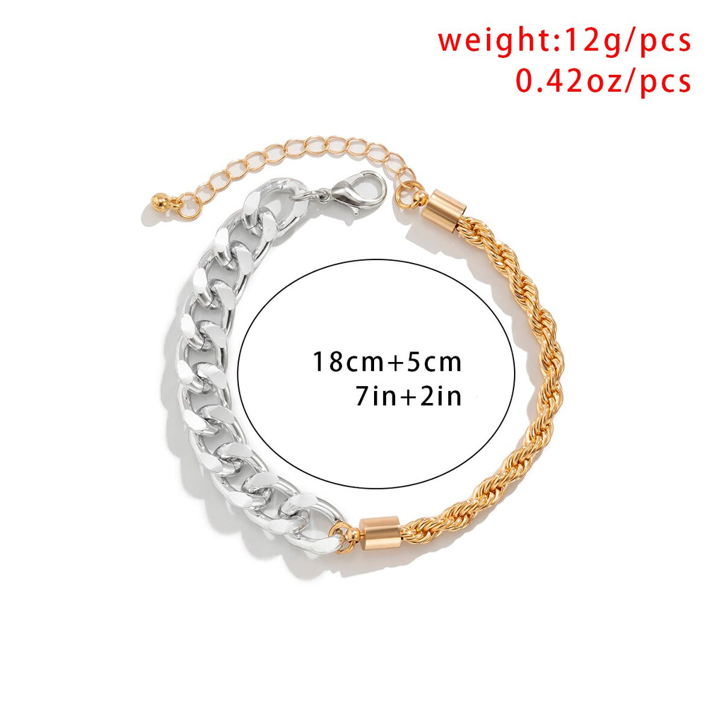IngeSight.Z Mix Color Twisted Metal Rope Chain Bracelets Bangles Men Miami Curb Chunky Friendship Bracelets Wrist Chain Jewelry