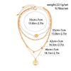 IngeSight.Z Multi Layer Seed Beaded Chain Carved Coin Pendant Necklace for Women Vintage Sequins Pendant Flower Buckle Necklaces