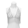 IngeSight.Z Multi Layer Tassel Bra Chain Lingerie Top for Women Sexy Harness  Body Necklace Silver Color Chest Bikini Jewelry