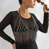 IngeSight.Z Multi Layer Tassel Bra Chain Lingerie Top for Women Sexy Harness  Body Necklace Silver Color Chest Bikini Jewelry