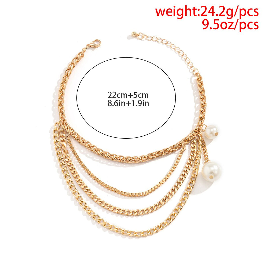 IngeSight.Z  Multi-layer Imitation Pearl Pendant Tassels Anklet for Women Punk Gold Color Chain 2022 Beach Barefoot Sandals Gift