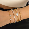 IngeSight.Z Multilayer Crystal Rhinestone Bracelet Bangles for Women Punk Cuban Tennis Chain Heart Beaded Bracelets Set Jewelry
