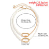 IngeSight.Z Multilayer Exaggerated O Buckle Imitation Pearl Choker Necklace for Women Vintage Wedding Bridal Bead Chain Neck