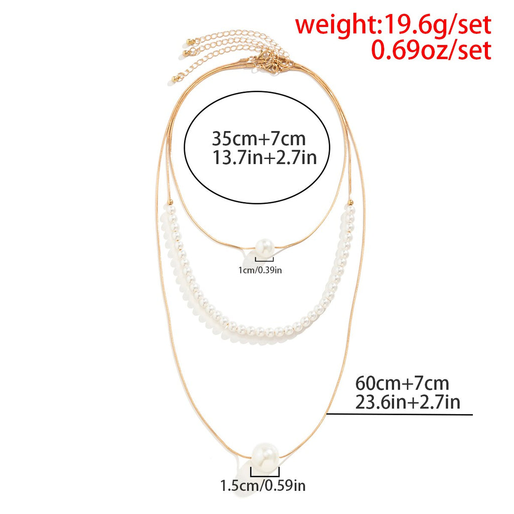 IngeSight.Z Multilayer Pearl Pendant Necklace For Women Punk Geometric Gold Color Thin Square Snake Chain Choker Party  Jewelry