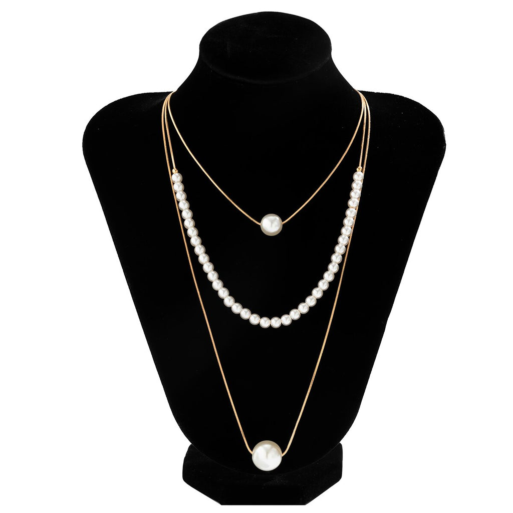 IngeSight.Z Multilayer Pearl Pendant Necklace For Women Punk Geometric Gold Color Thin Square Snake Chain Choker Party  Jewelry