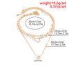 IngeSight.Z Multilayer Pearls Love Heart Pendant Necklace for Women Elegant Gold Color Party Wedding Necklace Jewelry Gift