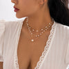 IngeSight.Z Multilayer Pearls Love Heart Pendant Necklace for Women Elegant Gold Color Party Wedding Necklace Jewelry Gift
