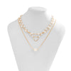 IngeSight.Z Multilayer Pearls Love Heart Pendant Necklace for Women Elegant Gold Color Party Wedding Necklace Jewelry Gift