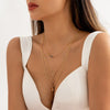 IngeSight.Z Multilayer Vintage Round Sequins Hollow Out Triangle Pendant Necklace for Women Boho Glass Beads Long Chest Chain
