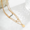IngeSight.Z Multilayer Vintage Round Sequins Hollow Out Triangle Pendant Necklace for Women Boho Glass Beads Long Chest Chain