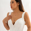 IngeSight.Z Multilayer Vintage Round Sequins Hollow Out Triangle Pendant Necklace for Women Boho Glass Beads Long Chest Chain