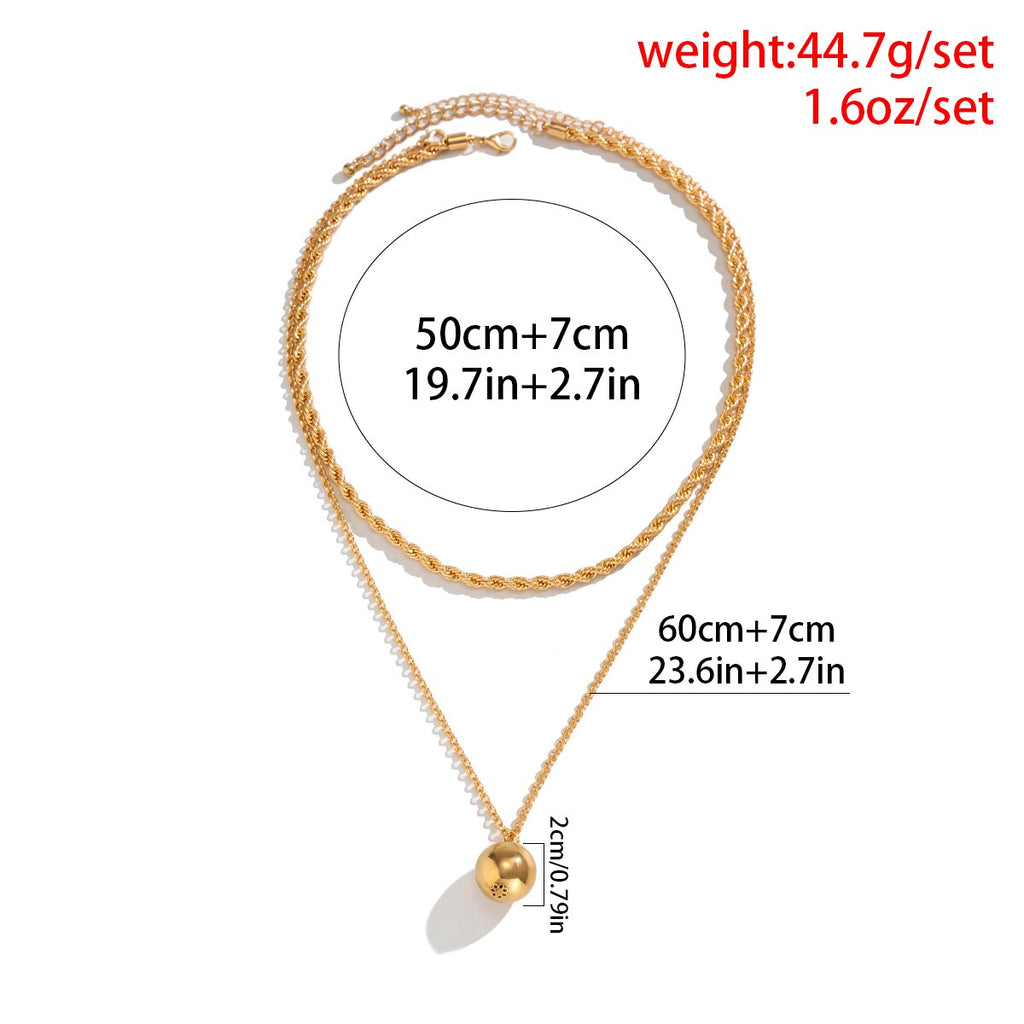 IngeSight.Z Punk Acrylic CCB Big Ball Pendant Necklace Set for Women Simple Gold Color Twist Rope Chain Choker Necklace Jewelry