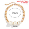 IngeSight.Z Punk Big Round Pearl Rhinestones Pendant Necklaces for Women Vintage Chunky Thick Curb Chain Choker Necklace Gift
