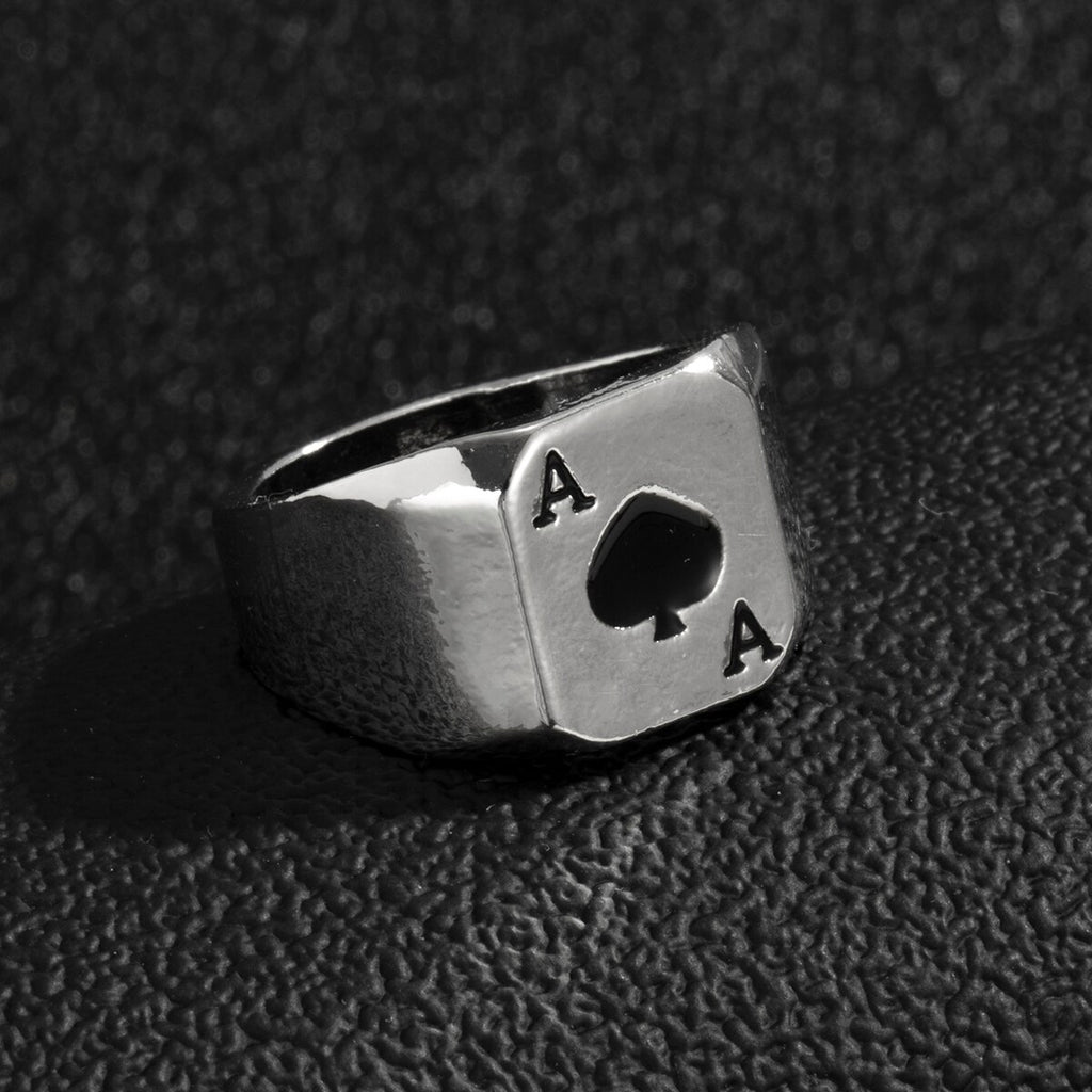 IngeSight.Z Punk Black Poker Mid Knuckle Finger Rings Hip Hop Rock for Men Silver Color Buckle Joint Tail Rings Jewelry Party