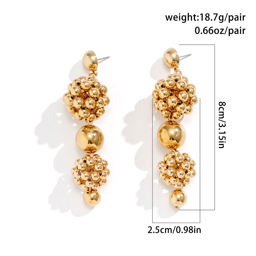 IngeSight.Z Punk Braided CCB Plastic Ball Bead Hoop Earrings For women Exaggerated Gold Color Geometric Round Ball Earrings