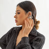 IngeSight.Z Punk CCB Beaded Flower Shape Ear Clip For Women Elegant White Peal Ears Hang Without Piercing Wedding Jewelry 1pcs