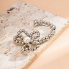IngeSight.Z Punk CCB Beaded Flower Shape Ear Clip For Women Elegant White Peal Ears Hang Without Piercing Wedding Jewelry 1pcs