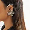 IngeSight.Z Punk CCB Beaded Flower Shape Ear Clip For Women Elegant White Peal Ears Hang Without Piercing Wedding Jewelry 1pcs