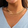 IngeSight.Z Punk Copper Flat Thin Snake Chain Choker Necklaces Multi Layered Gold Color Wide Link Chain Chunky Necklaces Jewelry