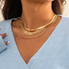 IngeSight.Z Punk Copper Flat Thin Snake Chain Choker Necklaces Multi Layered Gold Color Wide Link Chain Chunky Necklaces Jewelry