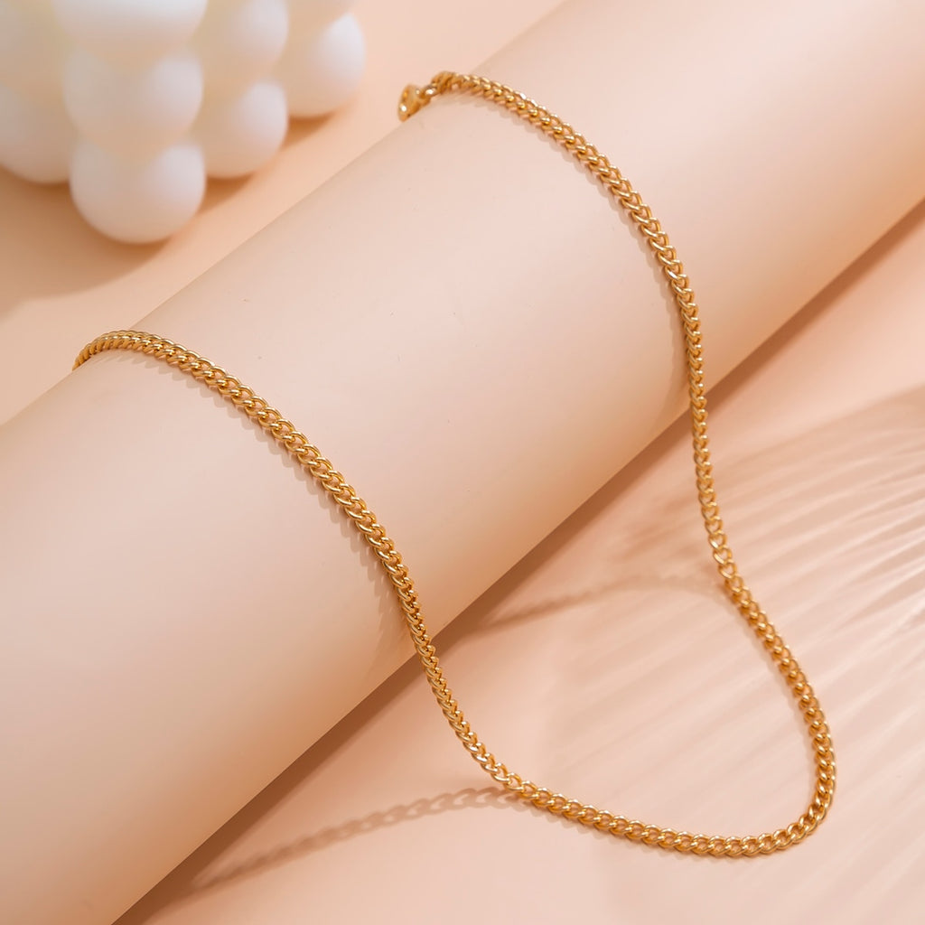 IngeSight.Z Punk Cuban Link Chain Choker Necklace For Woman Men Simple Gold Color Thin Clavicle Necklaces Jewelry