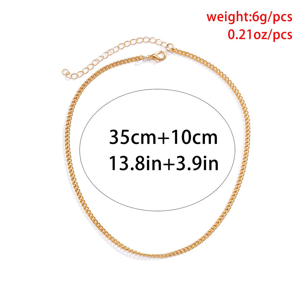 IngeSight.Z Punk Cuban Link Chain Choker Necklace For Woman Men Simple Gold Color Thin Clavicle Necklaces Jewelry