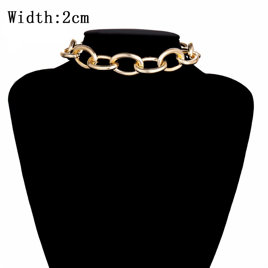 IngeSight.Z Punk Curb Cuban Choker Necklace Collar Statement Gold Color Chunky Thick Clavicle Chain Necklaces for Women Jewelry
