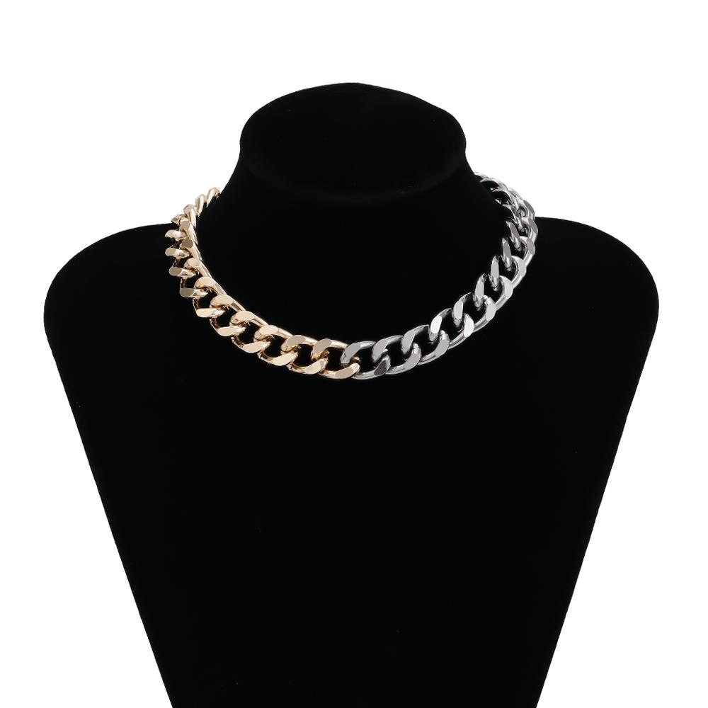 IngeSight.Z Punk Curb Cuban Choker Necklace Collar Statement Gold Color Chunky Thick Clavicle Chain Necklaces for Women Jewelry