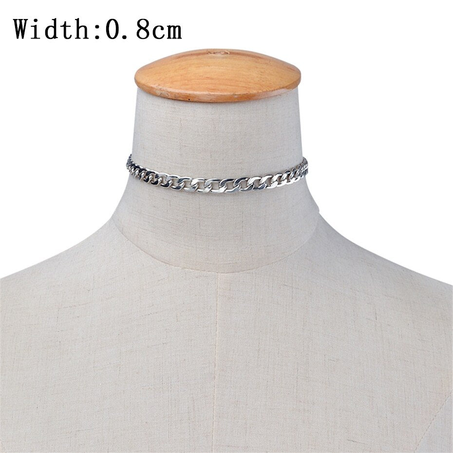 IngeSight.Z Punk Curb Cuban Choker Necklace Collar Statement Gold Color Chunky Thick Clavicle Chain Necklaces for Women Jewelry