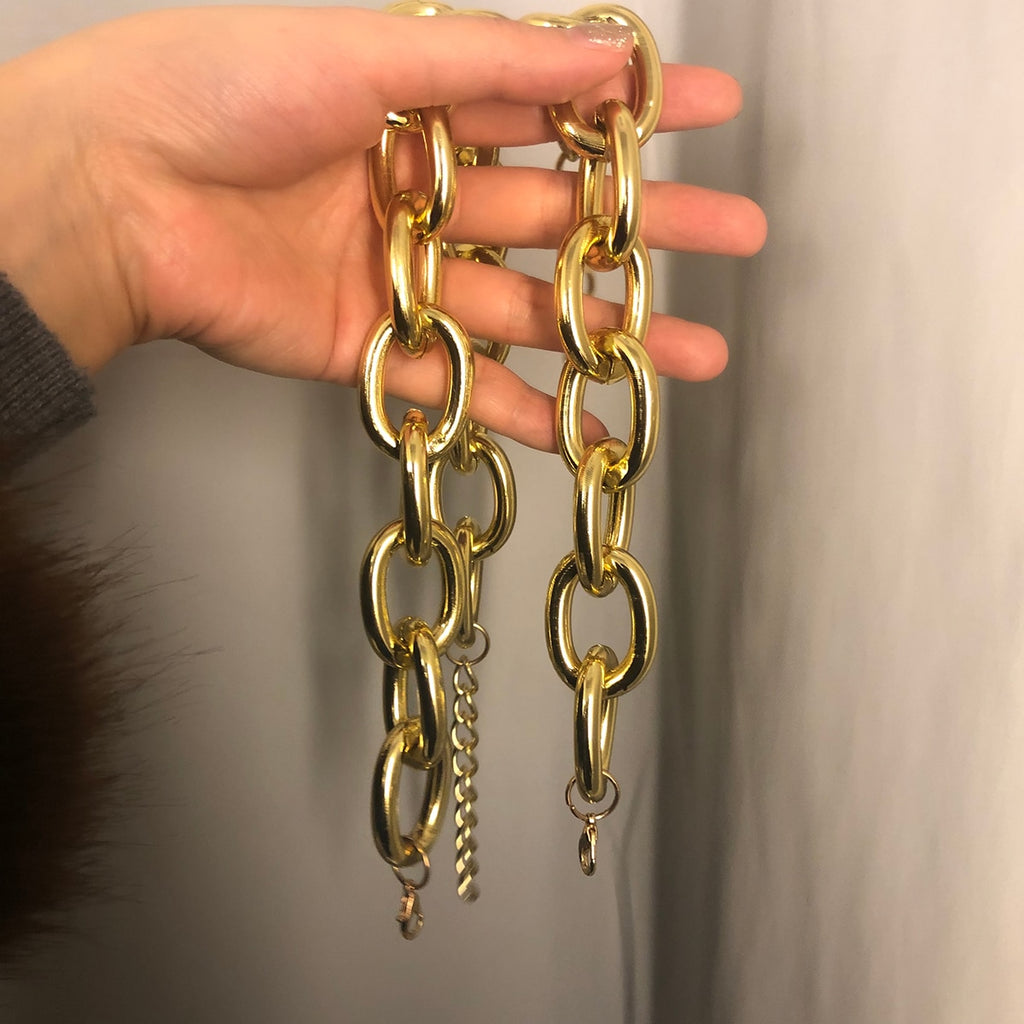 IngeSight.Z Punk Curb Cuban Choker Necklace Collar Statement Gold Color Chunky Thick Clavicle Chain Necklaces for Women Jewelry